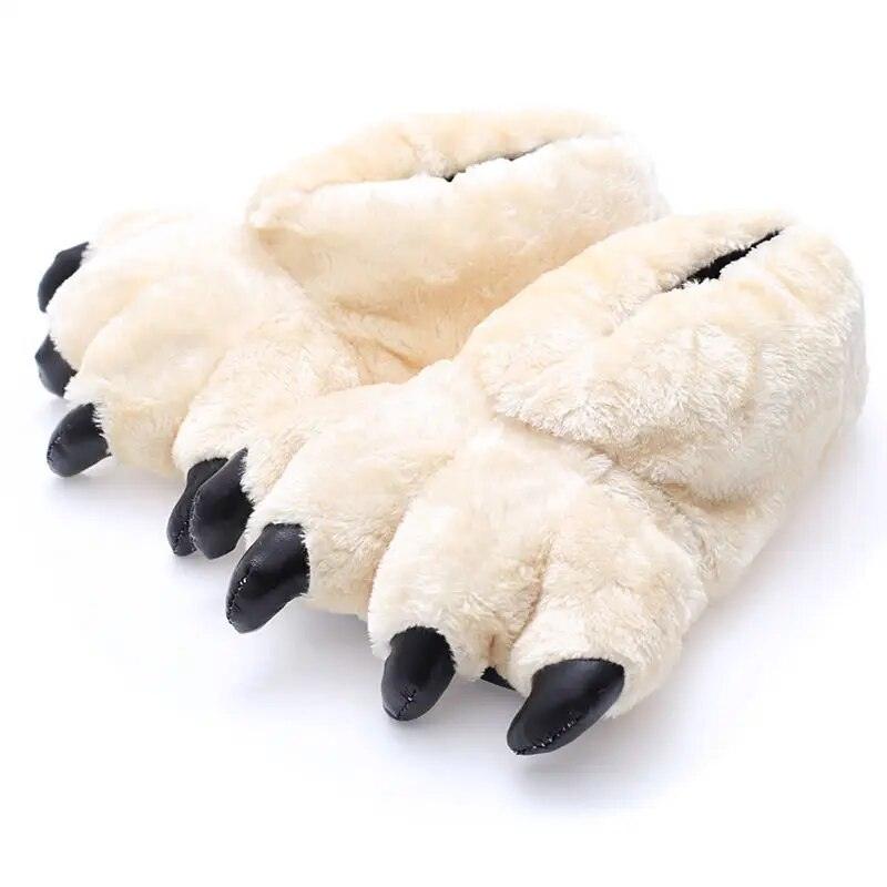 These cozy Silly Sausage Bear Paw Slippers with black claws are made with quality materials for easy cleaning.