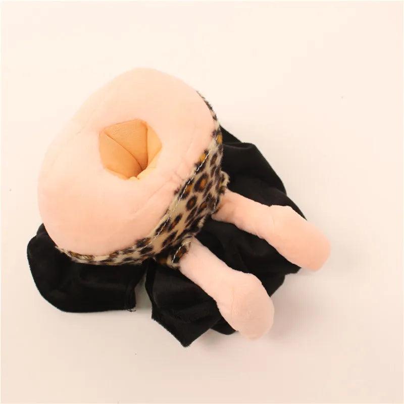 A gift of a Ass Tissue Box by Silly Sausage Gifts, with a leopard print dress on it, perfect for decorating a derrière or brightening up a tissue box.