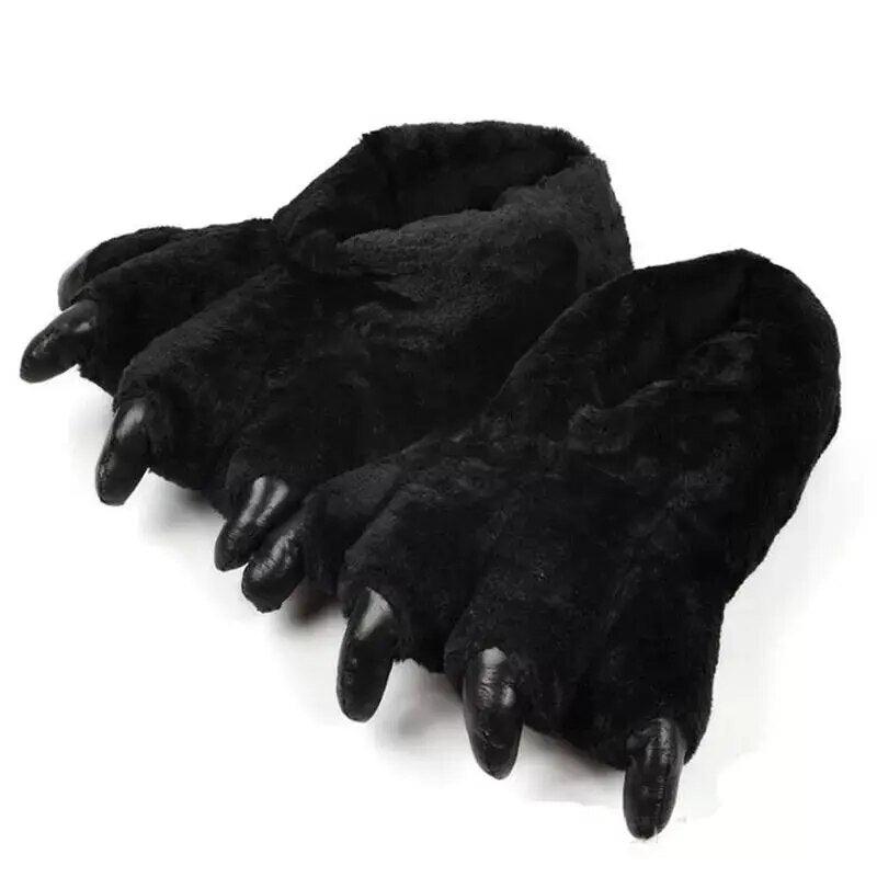 A pair of cozy Silly Sausage Bear Paw Slippers with claws on them.