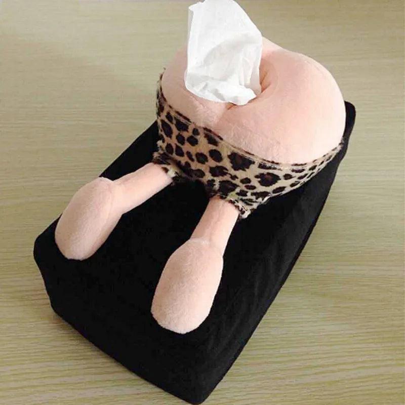 A Silly Sausage Gifts Ass Tissue Box perched on a tissue box, making it a charming and playful gift for any occasion.