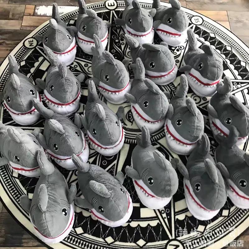 A circle of Silly Sausage Shark-themed Animal Slippers providing cozy comfort.